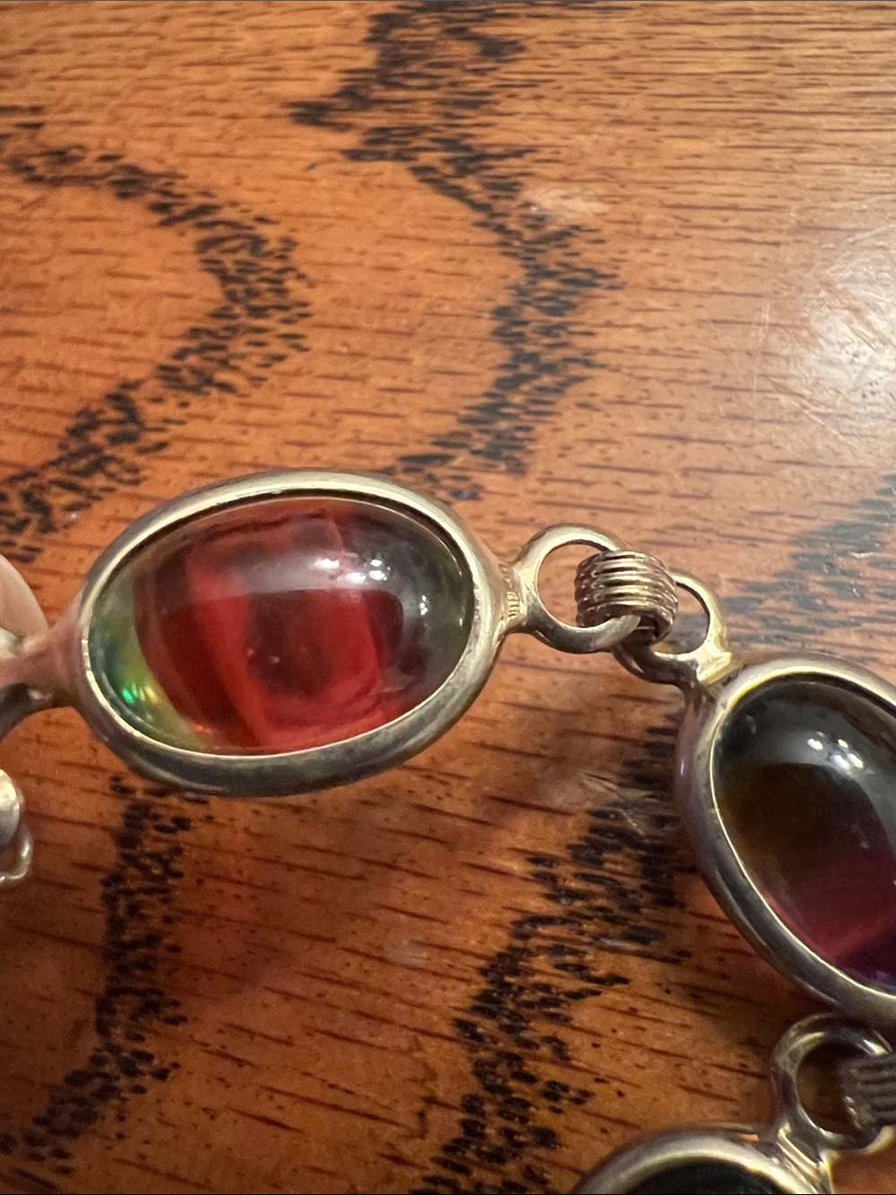Sarah Coventry Sterling Harmony Bracelet Oval Glass Stones Vintage Jewelry - Picture 4 of 7